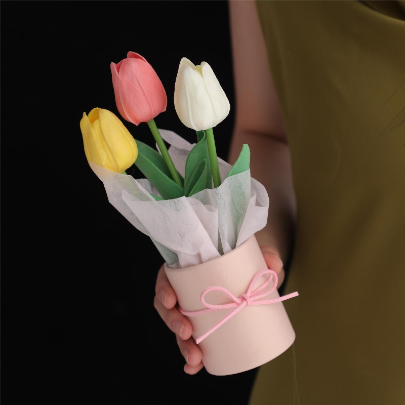 Florist Supply Buckets - Tulip Flower Box Handmade Crocheted Bucket