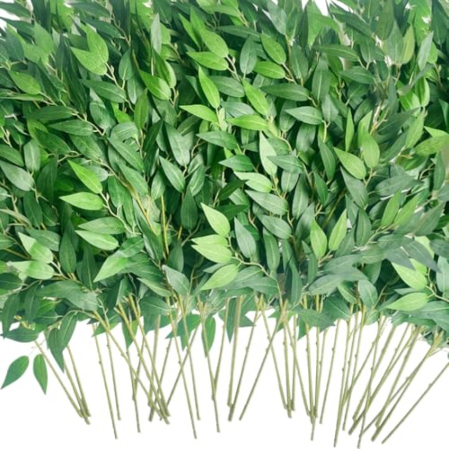Ruscus Stem Faux - 40 Artificial Italian Ruscus Greenery Stems