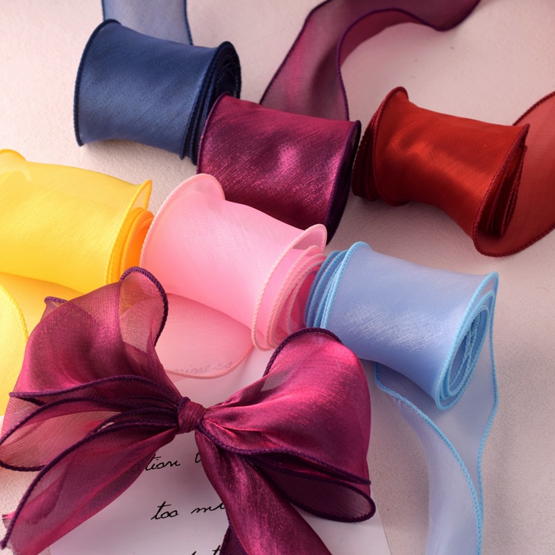 Satin Organza Ribbon Rainbow F - Ribbon Organza Roll ulasan dan harga