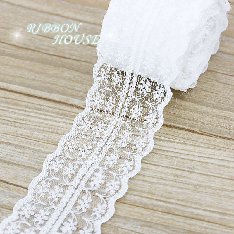 (5 yards/roll) 45mm White lace - Ribbon Organza Roll ulasan dan harga