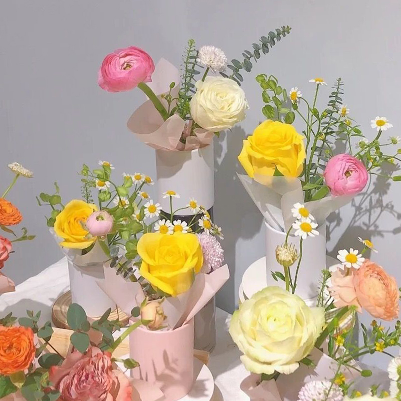 4pcs Mini Round Flower Box Gif - Florist Supply Buckets ulasan dan harga