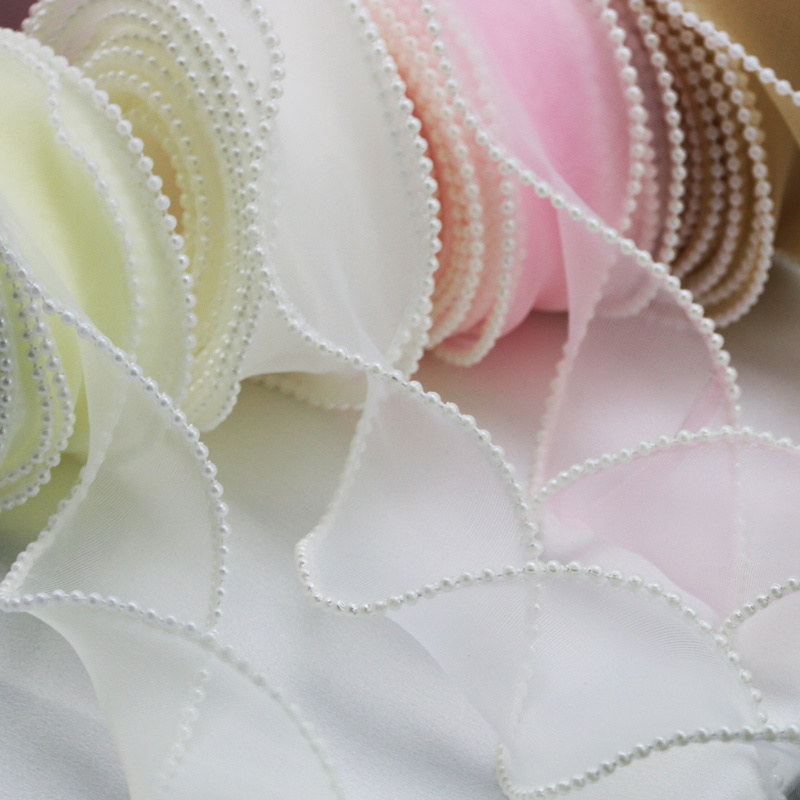 (5yards/roll)4cm Pearl Edge Wa - Ribbon Organza Roll ulasan dan harga