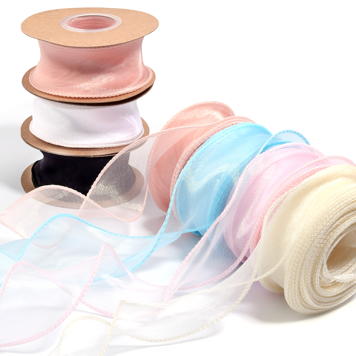 10yards/roll Sheer Chiffon Rib - Ribbon Organza Roll ulasan dan harga