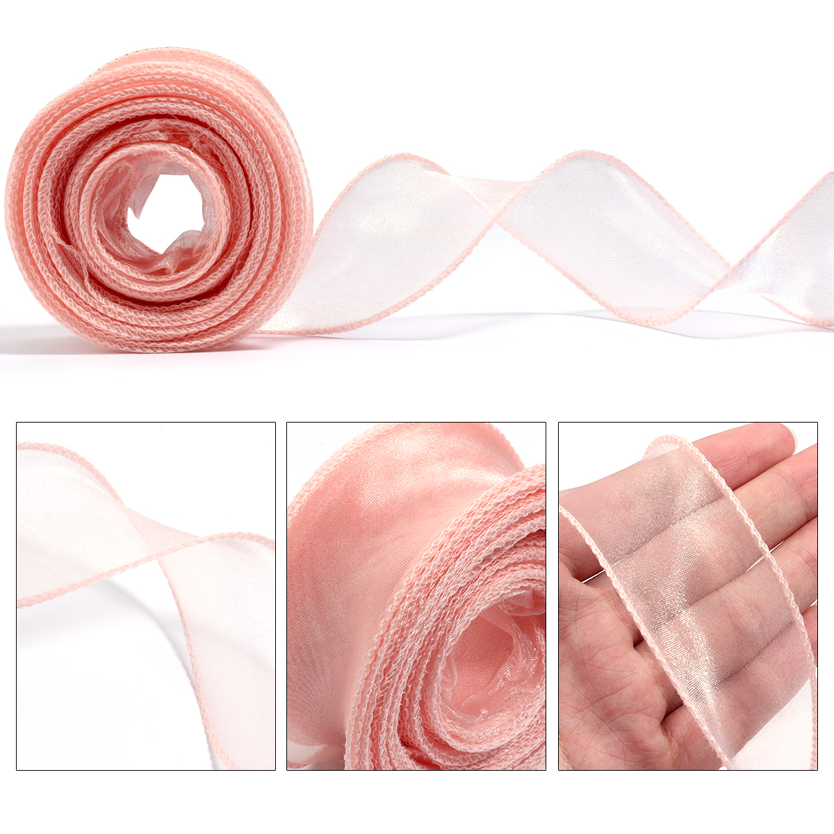 10yards/roll Sheer Chiffon Rib - Ribbon Organza Roll ulasan dan harga