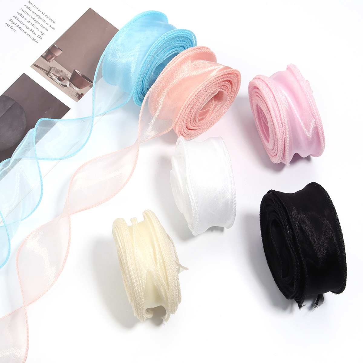 10yards/roll Sheer Chiffon Rib - Ribbon Organza Roll ulasan dan harga