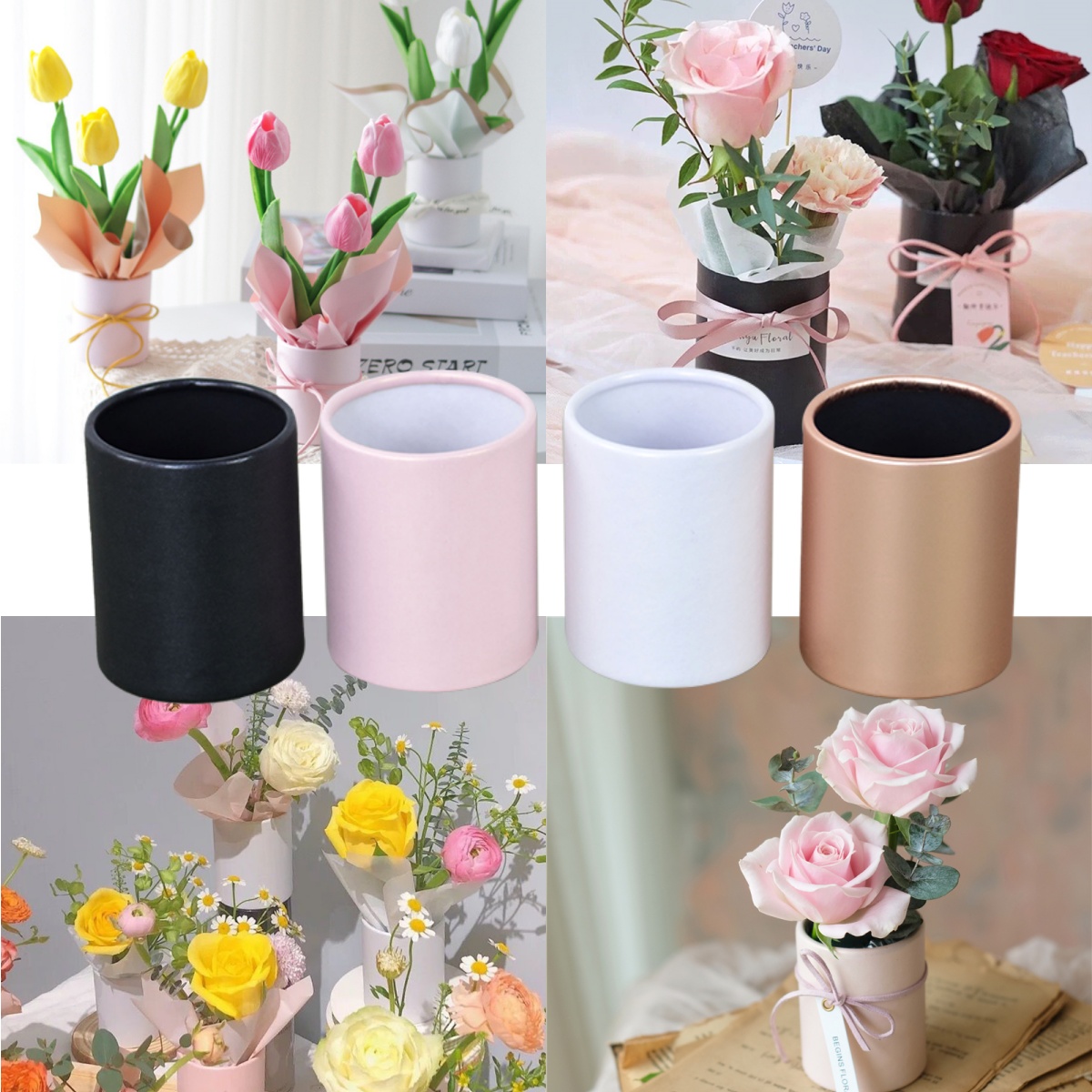 4pcs Mini Round Flower Box Gif - Florist Supply Buckets ulasan dan harga