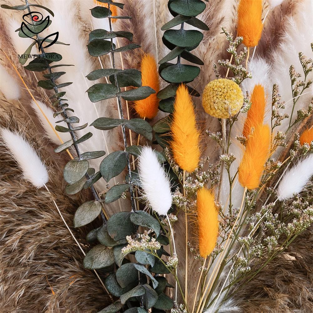 65Pcs Orange Pampas Grass Bouq - Dried Flower Bunch ulasan dan harga
