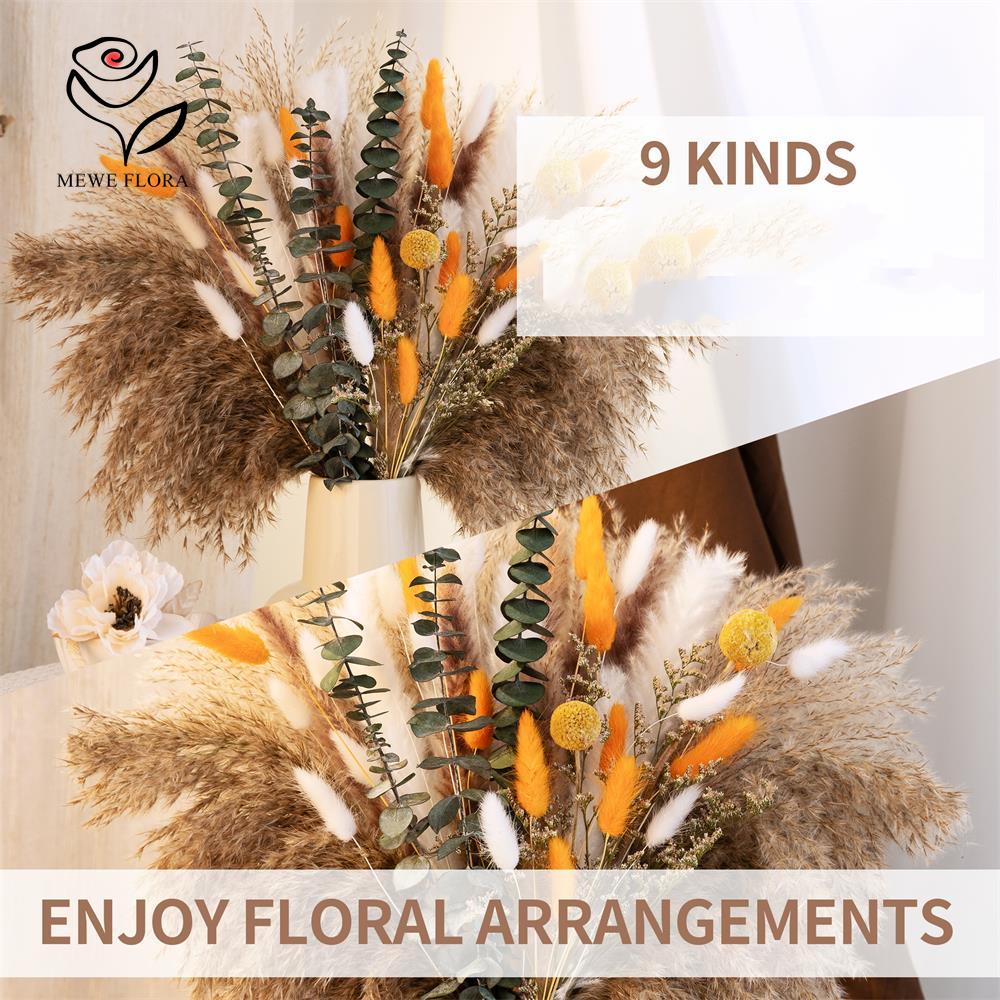 65Pcs Orange Pampas Grass Bouq - Dried Flower Bunch ulasan dan harga
