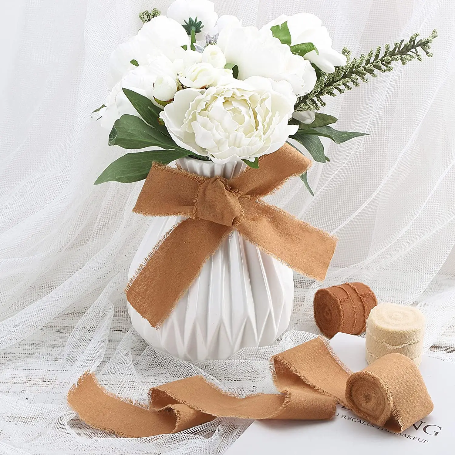 5m/Roll Frayed Silk Ribbon Edg - Ribbon Organza Roll ulasan dan harga